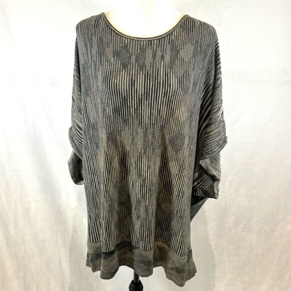 Coldwater creek black and cream dolman sleeve knit sweater top size 1X - Picture 1 of 6